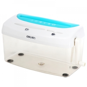 得力(deli)碎纸机手摇手动 迷你小型家用办公粉碎机器 4级保密9935